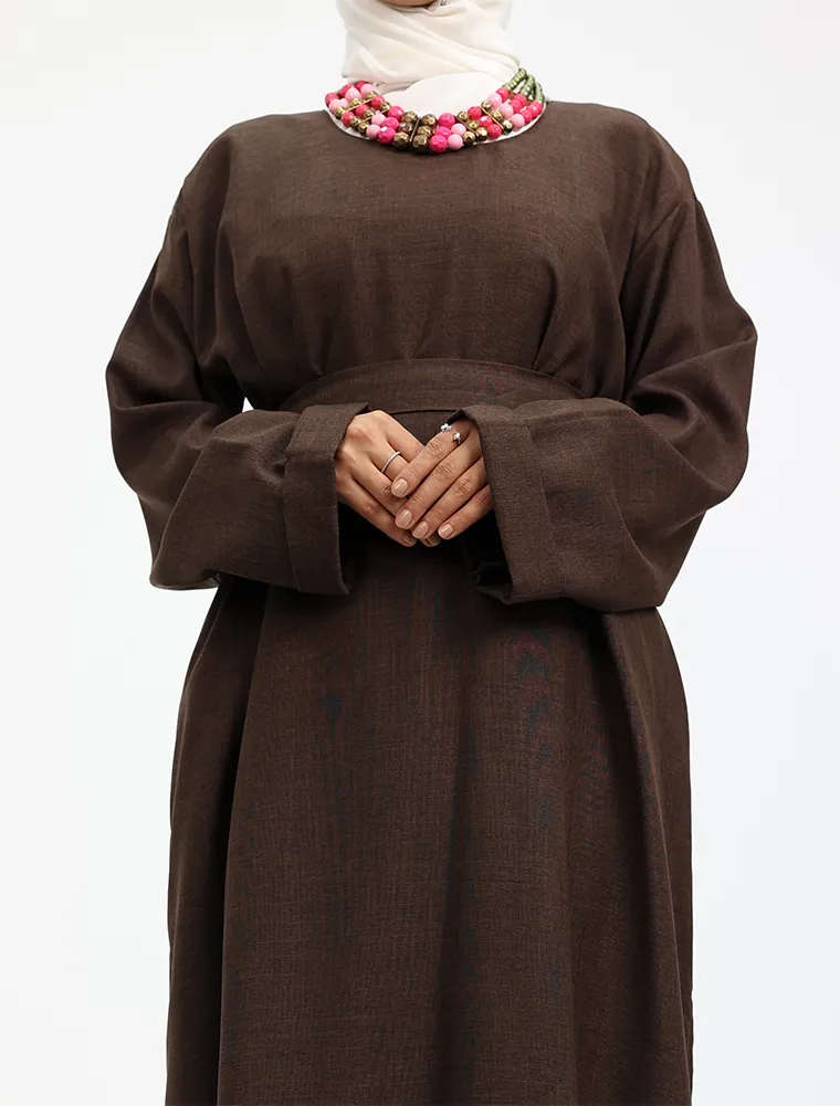 Brown Linen Abaya